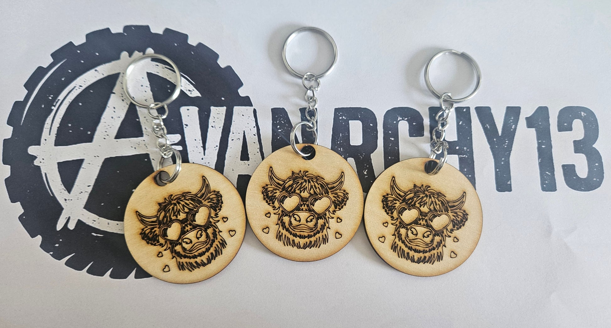 Highland Cow wooden Keychain